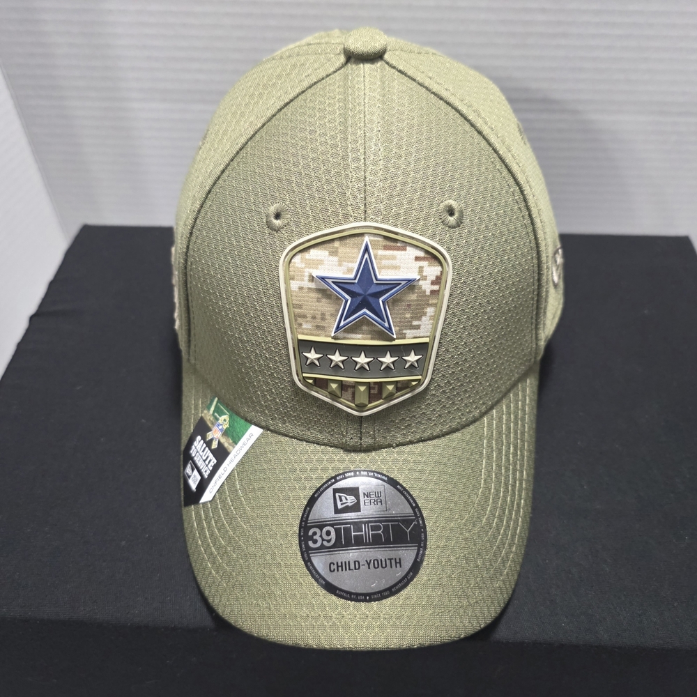Dallas Cowboys New Era 39THIRTY Salute to Service Olive Green Cap Mesh Youth NWT